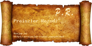 Preiszler Rezső névjegykártya